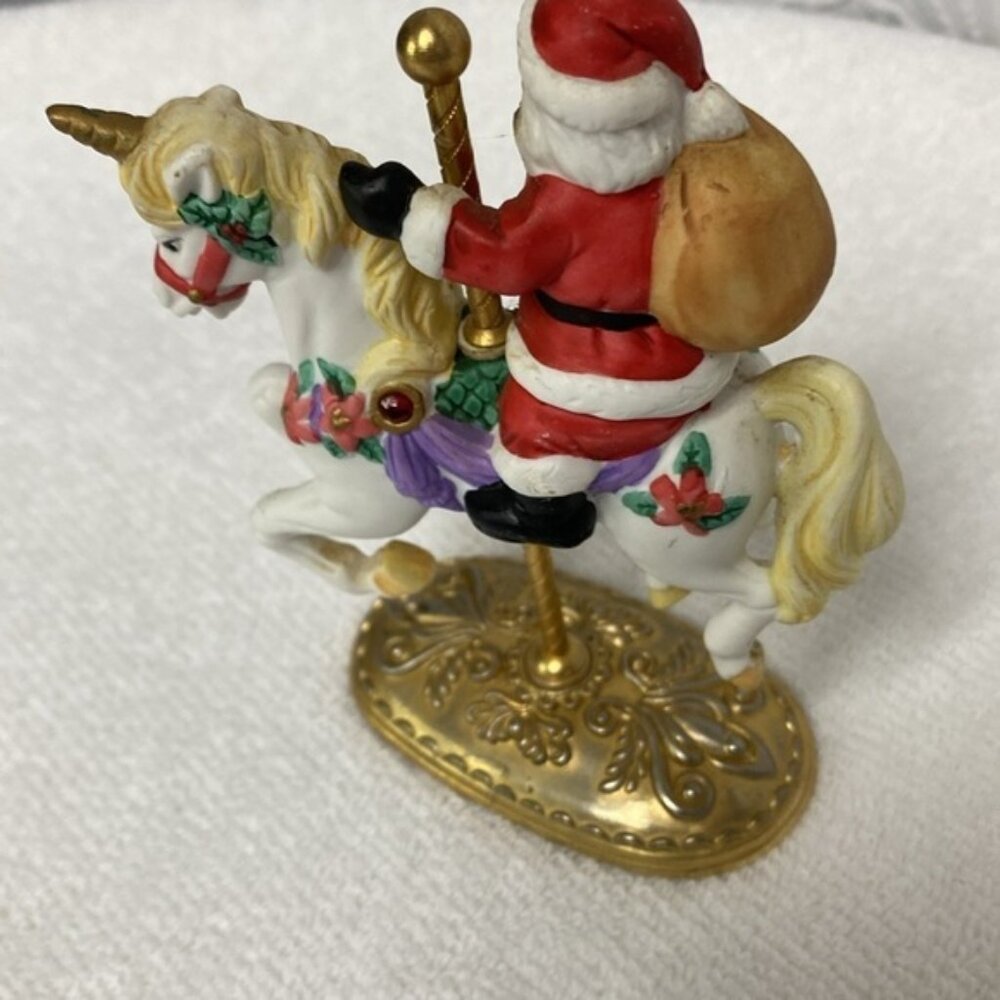 Vintage Scarborough Fair Santa Clause on a unicorn carousel with jewel accents - Picture 8 of 10